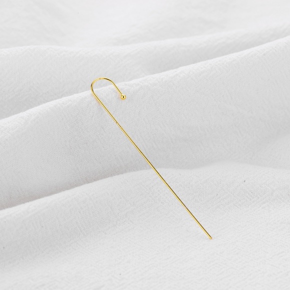 Ear Needle Wrap Crawler Hook Surround Auricle Stud Copper Piercing gold earring - Picture 1 of 9
